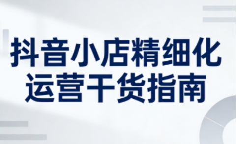 抖音小店精细化运营干货指南新版，助力商家系统提升店铺运营能力(更新)-网创项目总站