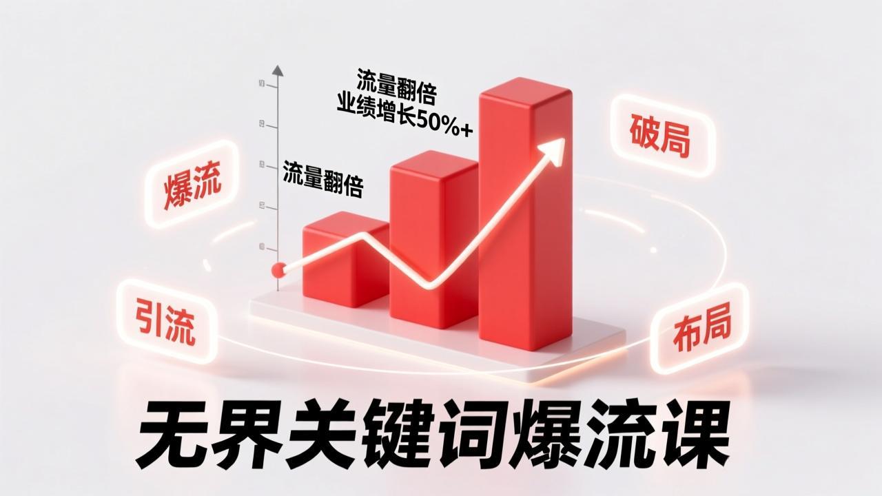 无界关键词爆流课，破局布局逻辑、阶段精准引流，实现流量翻倍，店铺业绩增长50%+。-网创项目总站