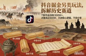 抖音掘金另类玩法，拆解历史赛道，7条作品涨粉300W+，点赞量高达900W，只讲核心逻辑，干货分享-网创项目总站