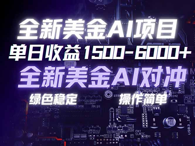 美金AI对冲项目，日入1500-6000+，绿色稳定，操作简单，创业副业首选，可批量放大-网创项目总站