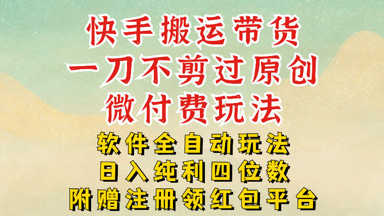 快手搬运带货，一刀不剪过原创，微付费玩法，软件全自动玩法，日入纯利四位数【揭秘】-网创项目总站