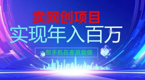 2026年通过“卖项目”实现年入百个W，一部手机在家就能做【揭秘】-网创项目总站