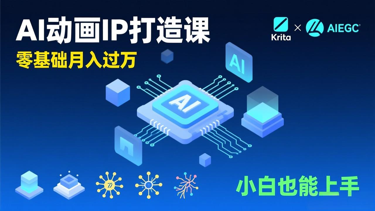 AI动画新手变现课，Krita+AIGC、模型训练、商单资源，零基础月入过万，小白也能上手-网创项目总站
