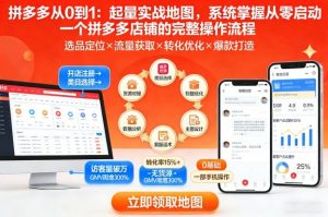 拼多多从0到1：起量实战地图，系统掌握从零启动一个拼多多店铺的完整操作流程-网创项目总站