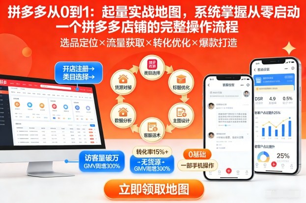 拼多多从0到1：起量实战地图，系统掌握从零启动一个拼多多店铺的完整操作流程-网创项目总站