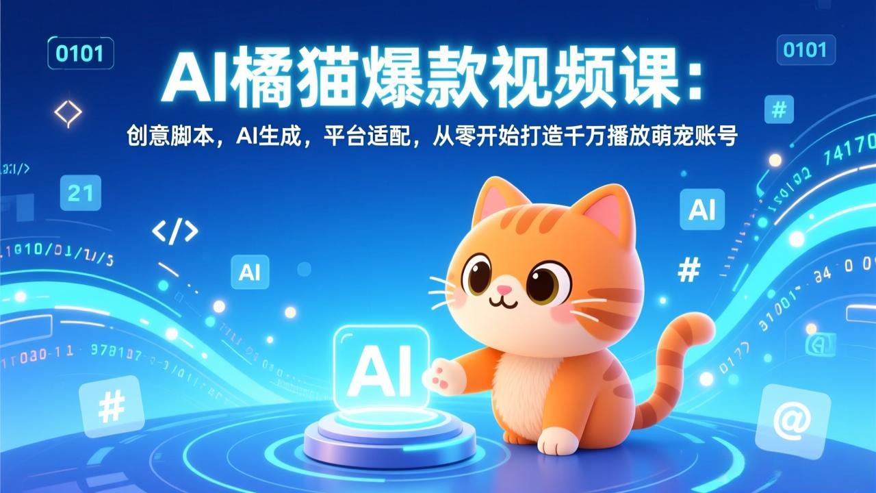 AI橘猫爆款视频课：创意脚本，AI生成，平台适配，从零开始打造千万播放萌宠账号-网创项目总站