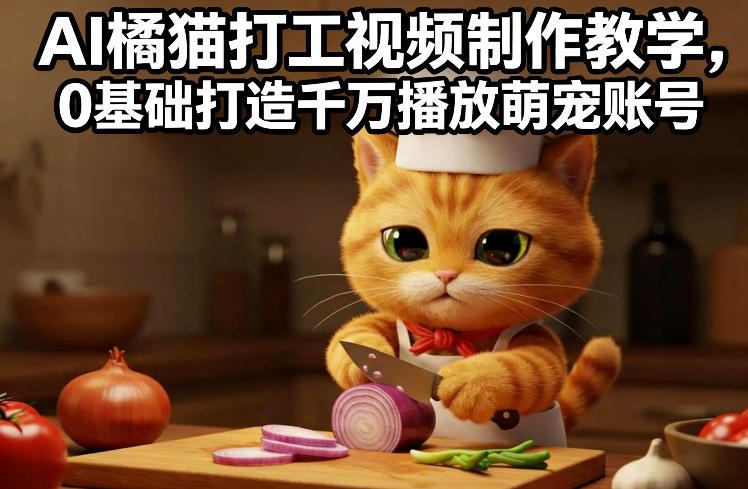 AI橘猫打工视频制作教学，流量狂飙，0基础打造千万播放萌宠账号-网创项目总站