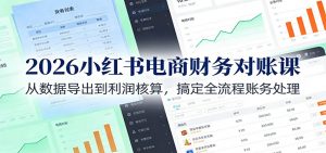 2026小红书电商财务对账课：从数据导出到利润核算，搞定全流程账务处理-网创项目总站