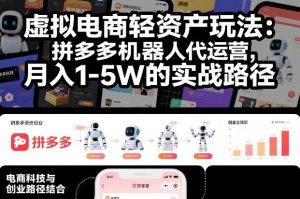 虚拟电商轻资产玩法：拼多多机器人代运营，月入1-5W的实战路径【揭秘】-网创项目总站