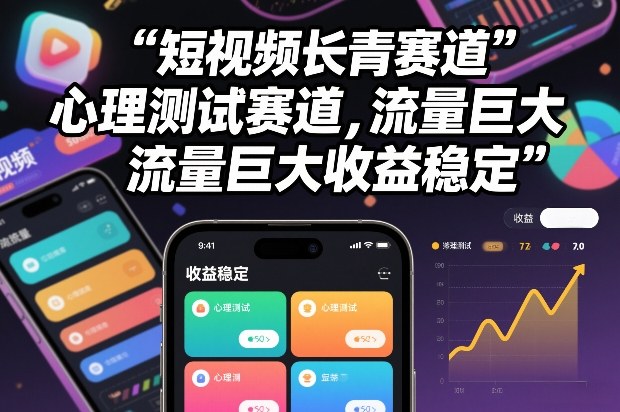短视频长青赛道，心里测试赛道，流量巨大，收益稳定-网创项目总站