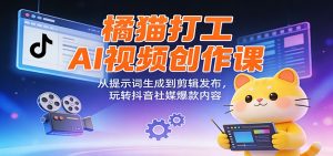 橘猫打工AI视频创作课：从提示词生成到剪辑发布，玩转抖音社媒爆款内容-网创项目总站