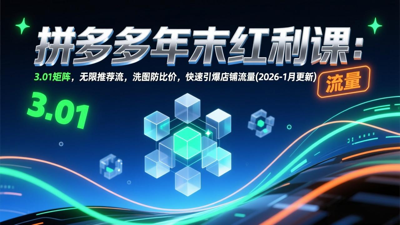拼多多年末红利课：3.01矩阵，无限推荐流，洗图防比价，快速引爆店铺流量(2026-1月更新-网创项目总站