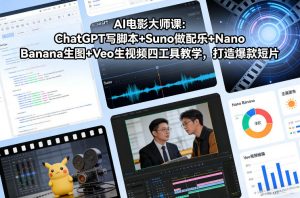 AI电影大师课：ChatGPT写脚本+Suno做配乐+Nano Banana生图+Veo生视频，打造爆款短片-网创项目总站