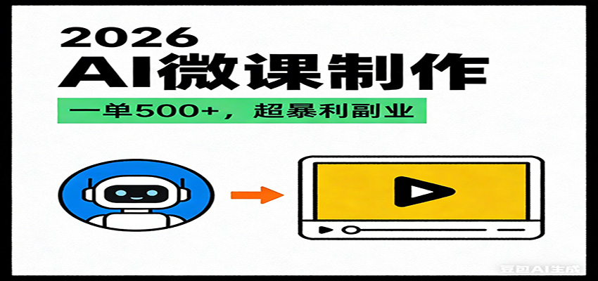 2026AI 风口最稳副业：微课代写制作，一单 500+，人人可做的蓝海项目-网创项目总站