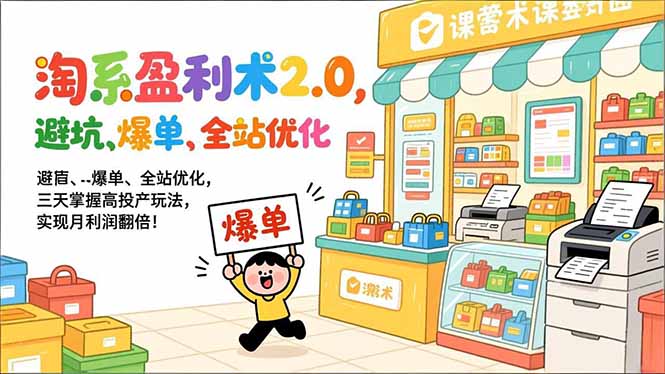 淘系盈利术2.0，避坑、爆单、全站优化，三天掌握高投产玩法，实现月利润翻倍！-网创项目总站