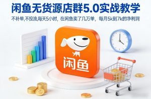 闲鱼无货源店群5.0实战教学，不补单，不投流，每天5小时，在闲鱼卖了几万单，每月5k到7k的净利润-网创项目总站