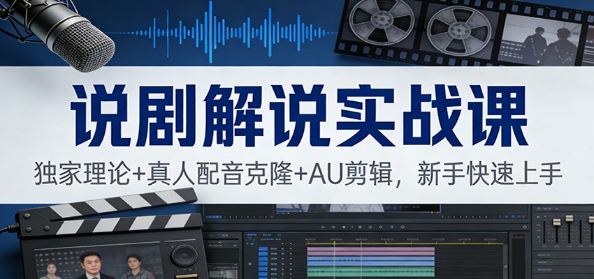 说剧解说实战课：独家理论+真人配音克隆+AU剪辑，新手快速上手-网创项目总站