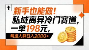 新手也能做！私域离异冷门赛道，一单198，精准人群日入1k+-网创项目总站