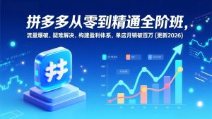 拼多多从零到精通全阶班，流量爆破、疑难解决，构建盈利体系，单店月销破百万(更新2026-网创项目总站