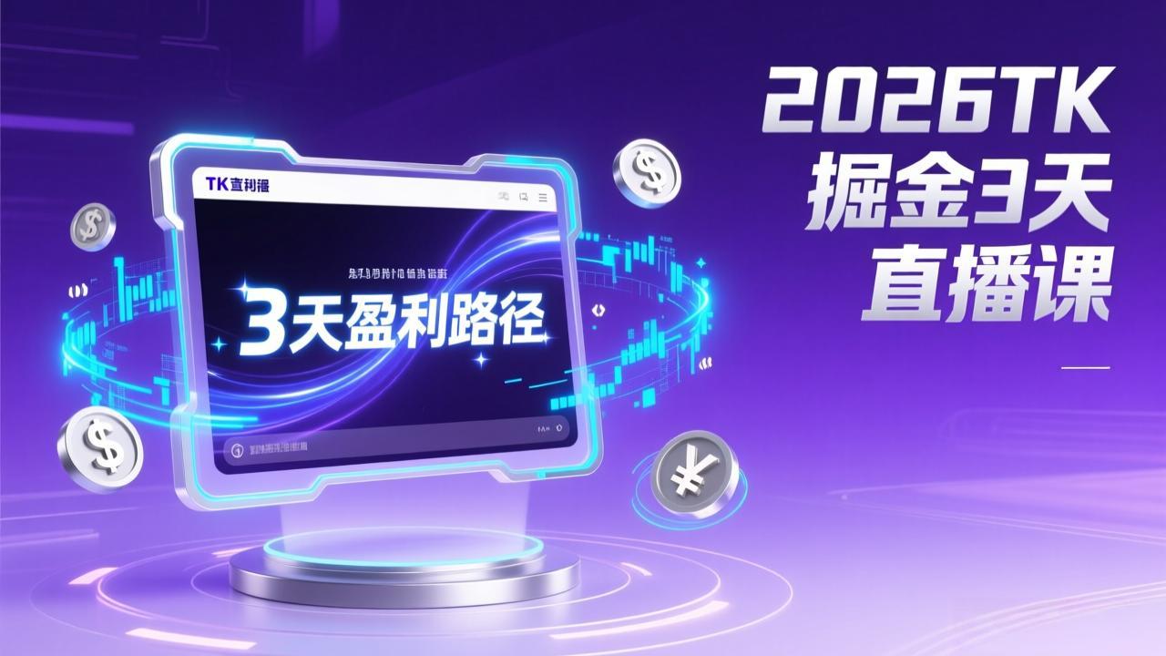 2026TK掘金直播课，起号涨粉+直播带货+商单变现+3天打通盈利路径，月入过万美金-网创项目总站