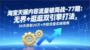 淘宝天猫内容流量破局战-77期:无界+逛逛双引擎打法,30天获取20万+内容流量实操指南-网创项目总站