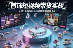 首饰短视频带货实战，从0到1带你跑通抖音小店和图文带货的全流程-网创项目总站