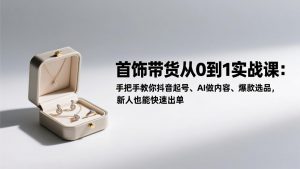 首饰带货从0到1实战课：手把手教你抖音起号、AI做内容、爆款选品，新人也能快速出单-网创项目总站