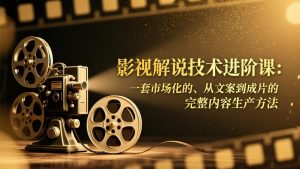 影视解说技术进阶课：一套市场化的、从文案到成片的完整内容生产方法-网创项目总站