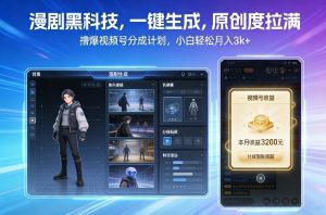 漫剧黑科技，一键生成，原创度拉满，撸爆视频号分成计划，小白轻松月入3k+-网创项目总站