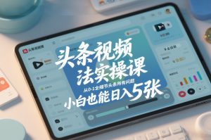 头条视频玩法实操课，从0-1全细节头条所有问题，小白也能日入5张-网创项目总站