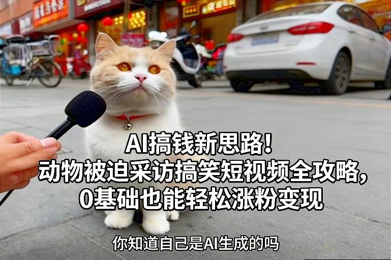 AI搞钱新思路！动物被迫采访搞笑短视频全攻略，0基础也能轻松涨粉变现-网创项目总站