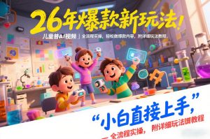 26年爆款新玩法，儿童科普AI视频，全流程实操，轻松做爆款内容，小白直接上手，附详细玩法教程-网创项目总站