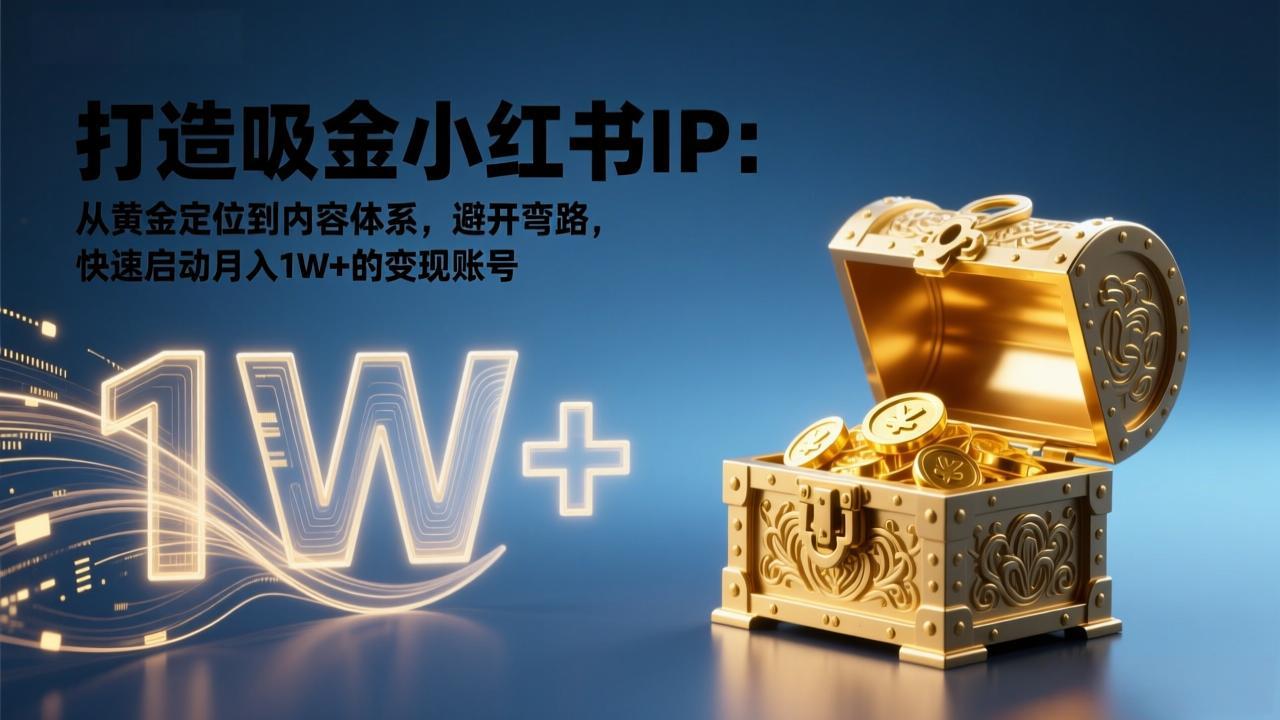 打造吸金小红书IP：从黄金定位到内容体系，避开弯路，快速启动月入1W+的变现账号-网创项目总站