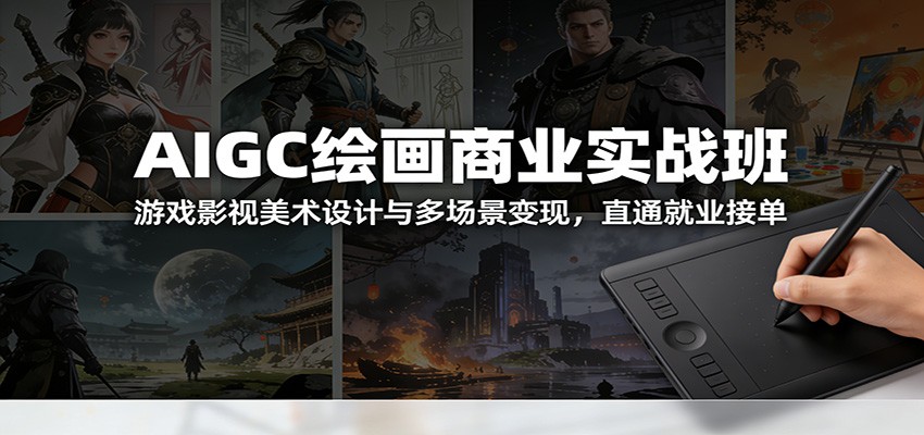 AIGC绘画商业实战班：游戏影视美术设计与多场景变现，直通就业接单-网创项目总站