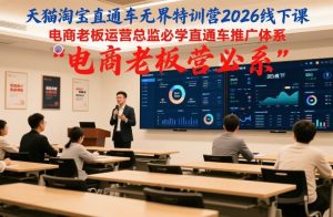 天猫淘宝直通车无界特训营2026线下课，电商老板运营总监必学直通车推广体系-网创项目总站