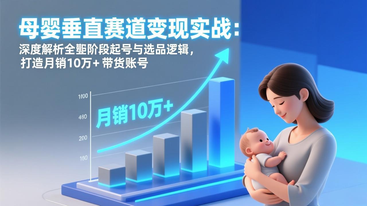 母婴垂直赛道变现实战：深度解析三大阶段起号与选品逻辑，打造月销10万+带货账号-网创项目总站