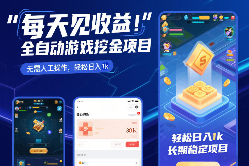 每天见收益，全自动游戏挖金项目，无需人工操作，轻松日入1k，长期稳定项目【揭秘】-网创项目总站