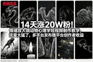 14天涨20W粉！情绪放大镜动物心理学短视频制作教学，流量太猛了，多平台发布撸平台创作者收益-网创项目总站