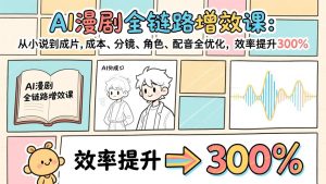 AI漫剧全链路增效课：从小说到成片，成本、分镜、角色、配音全优化，效率提升300%-网创项目总站