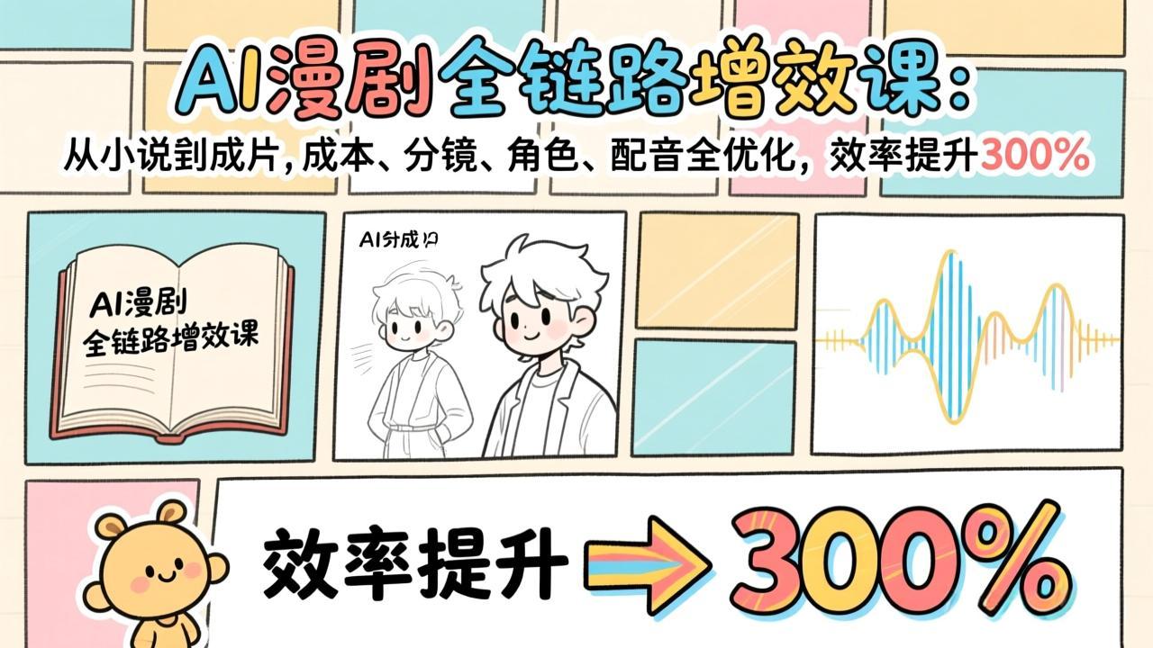 AI漫剧全链路增效课：从小说到成片，成本、分镜、角色、配音全优化，效率提升300%-网创项目总站