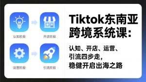 TikTok东南亚跨境系统课：认知、开店、运营、引流四步走，稳健开启出海之路-网创项目总站
