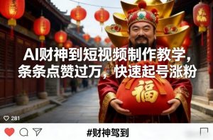 AI财神到短视频制作教学，条条点赞过万，快速起号涨粉-网创项目总站