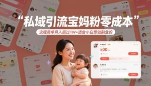 私域引流宝妈粉零成本流程简单月入超过1W+适合小白想做副业的-网创项目总站