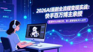 2026AI漫剧全流程变现实战：快手百万博主亲授，吃透90%分账红利，单人居家轻松月入过万-网创项目总站