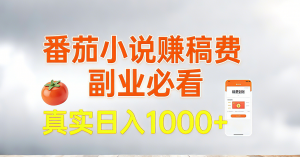 番茄小说赚稿费，副业必看，真实日入1000!超级简单！-网创项目总站