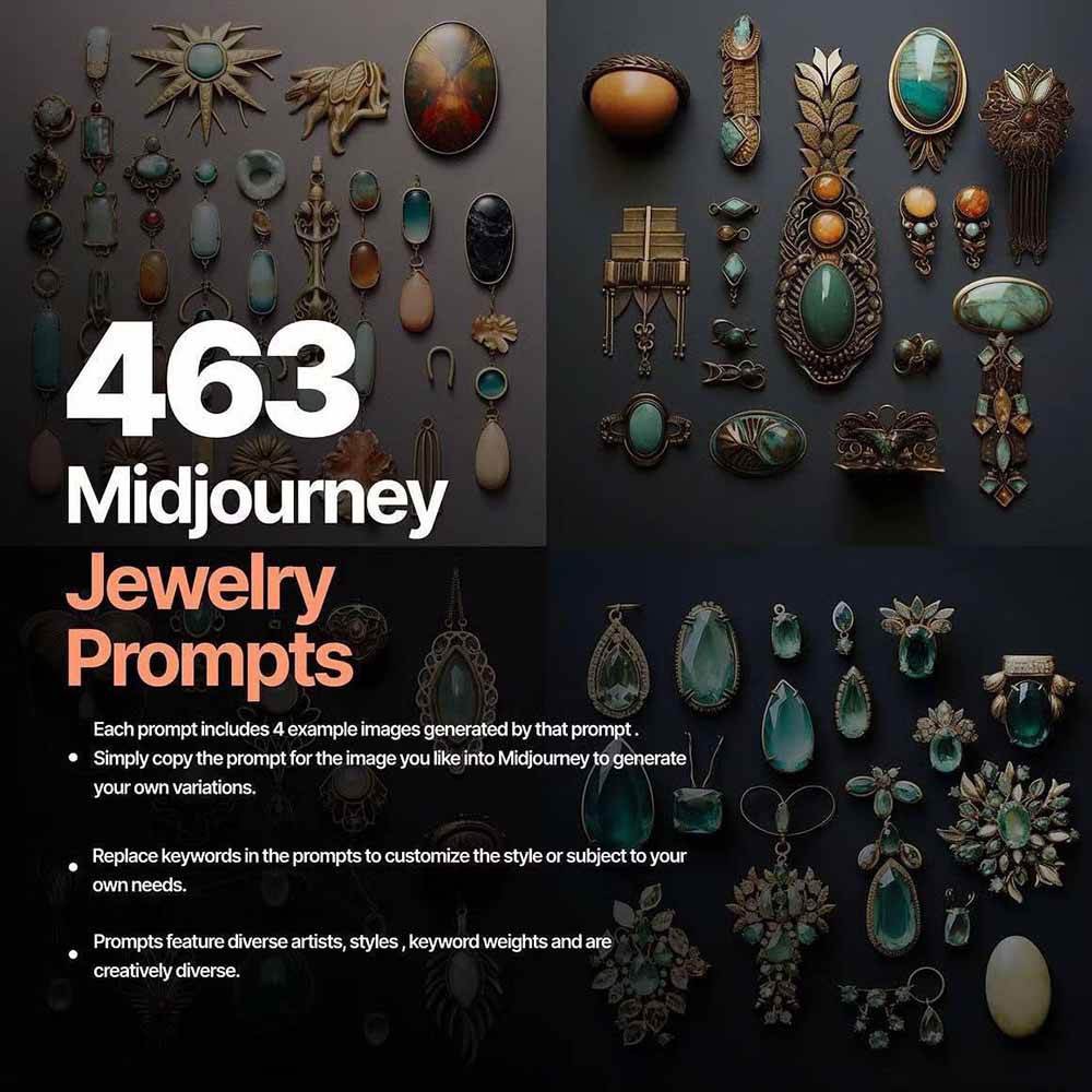 图片[1]-463个Midjourney珠宝摄影提示词：覆盖全品类珠宝，AI设计秒出专业效果-网创项目总站