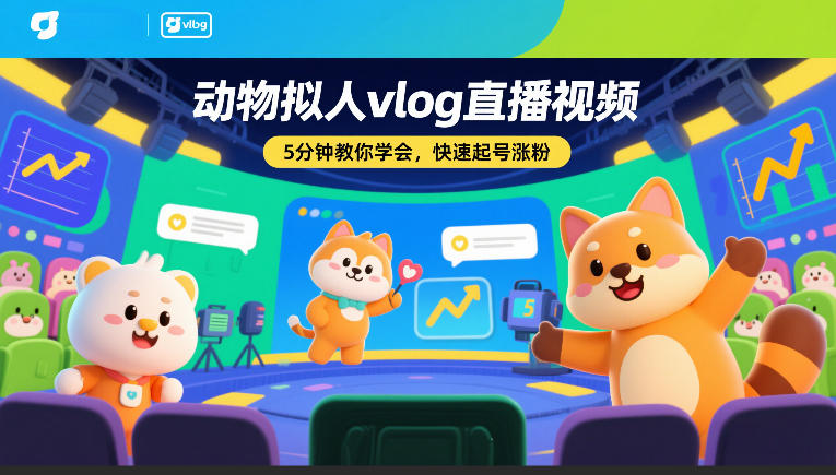 动物拟人vlog直播视频，5分钟教你学会，快速起号涨粉-网创项目总站