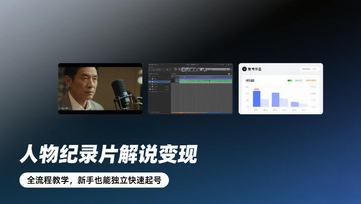 人物纪录片解说变现，全流程教学，新手也能独立快速起号-网创项目总站