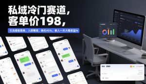 私域冷门赛道，客单价198，引流模板简单，人群精准，转化45%，单人一天大概收益1k-网创项目总站
