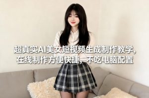 超真实AI美女短视频生成制作教学，在线制作方便快捷，不吃电脑配置，快速起号涨粉-网创项目总站